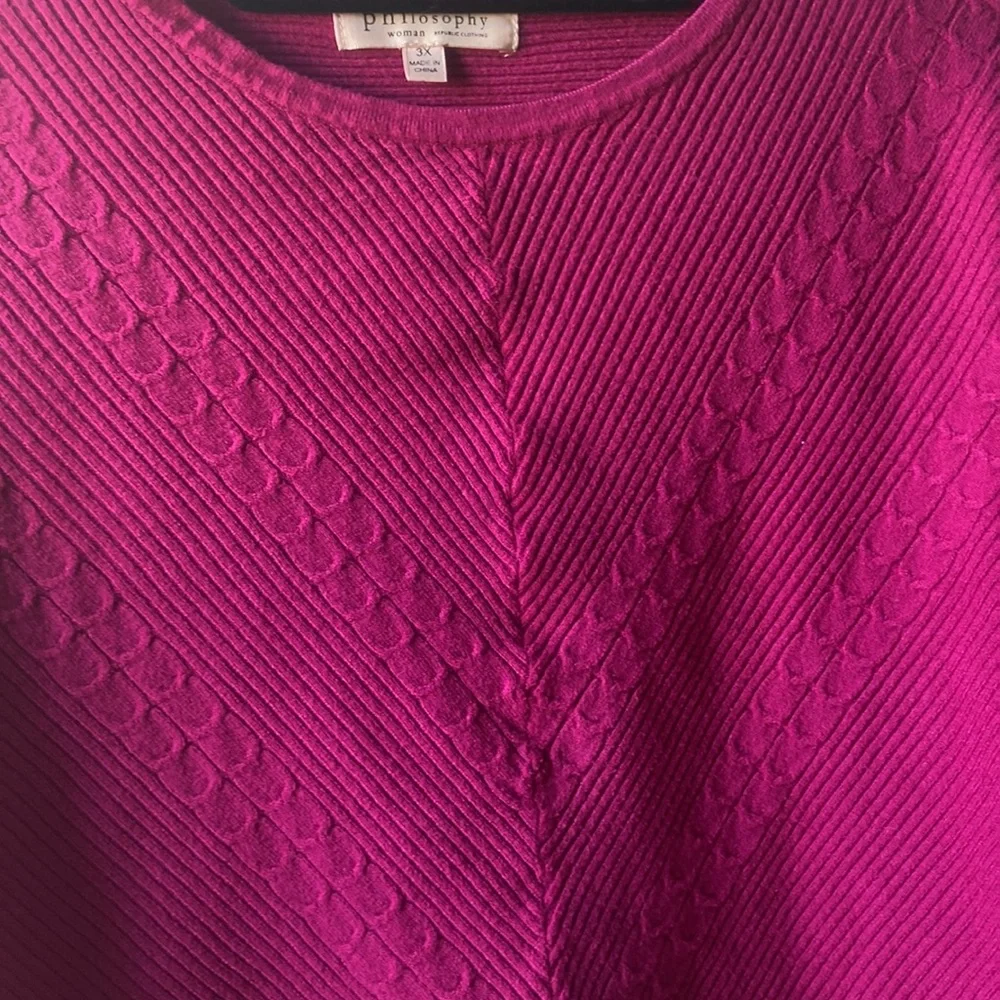 Philosophy Republic Clothing Women’s Knit SweaterHot Pink Crewneck Size 3x - Picture 4 of 7
